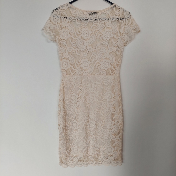 Ambiance Cream Lace Pencil Dress - Picture 2 of 7